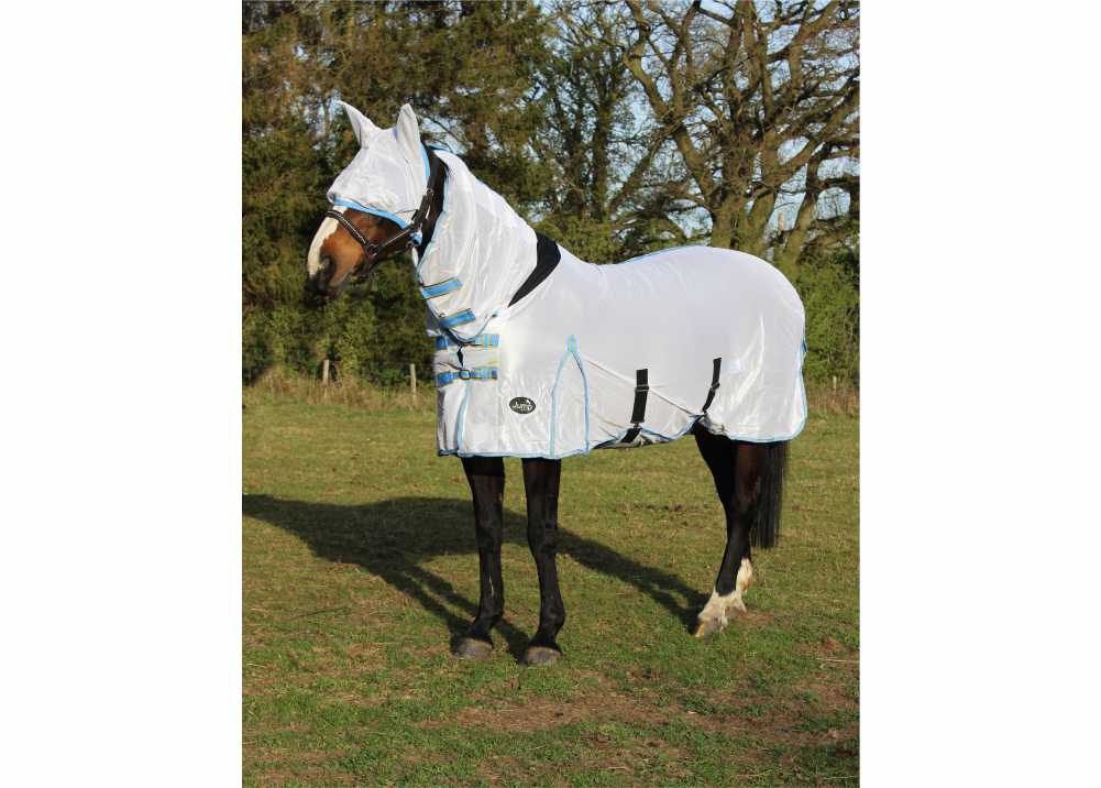 J WHITE COMBO FLY RUG SET WITH MATCHING MASK