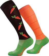 Load image into Gallery viewer, WAHLSTEN FUN RIDING SOCKS UNICOR AND CARROT
